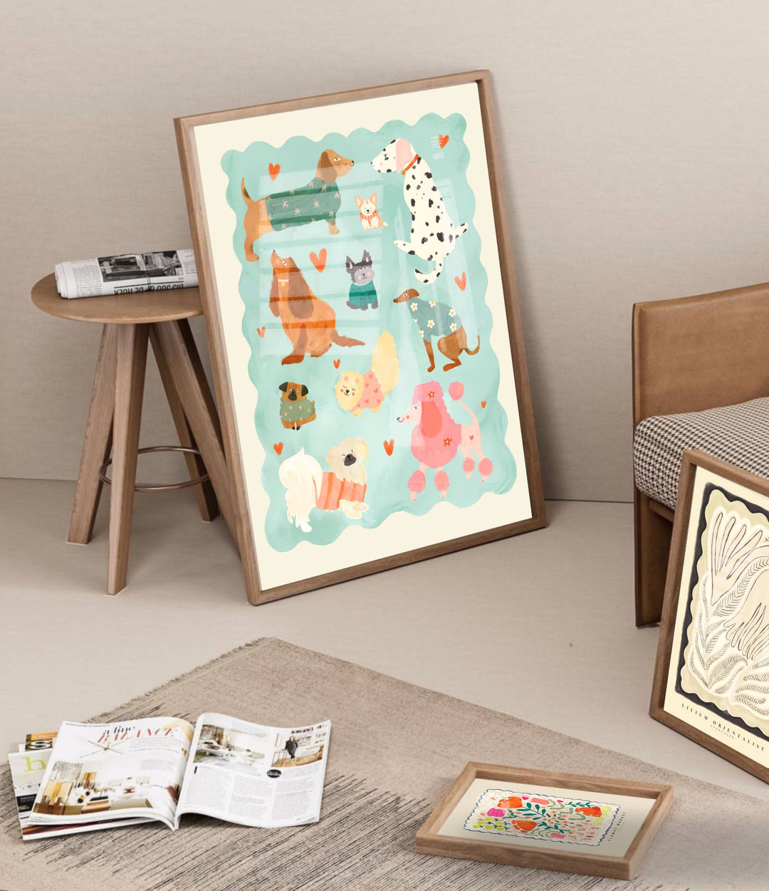 Kate Fox Design Blue Puppy Love Print - A3