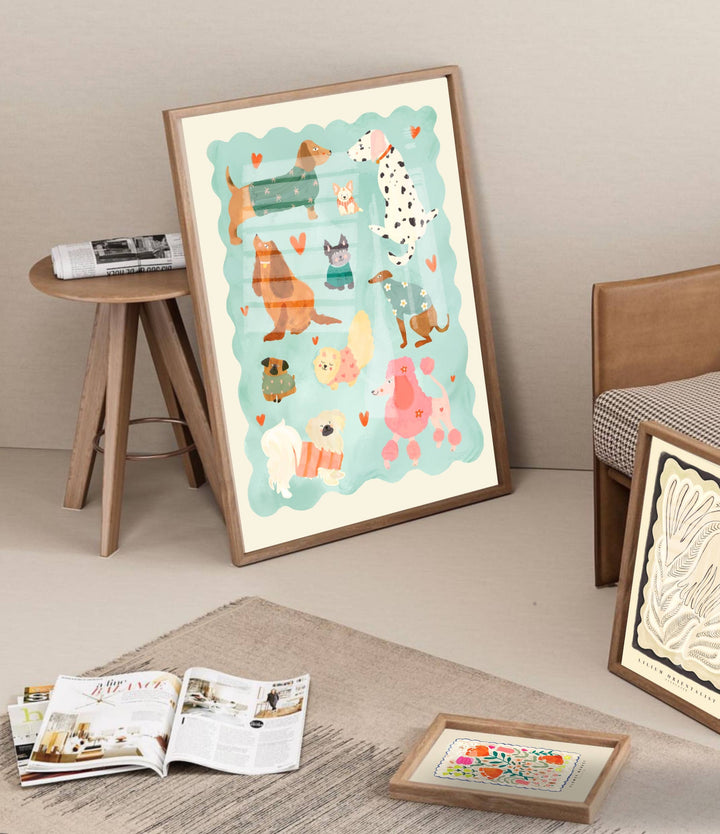 Kate Fox Design Blue Puppy Love Print - A3