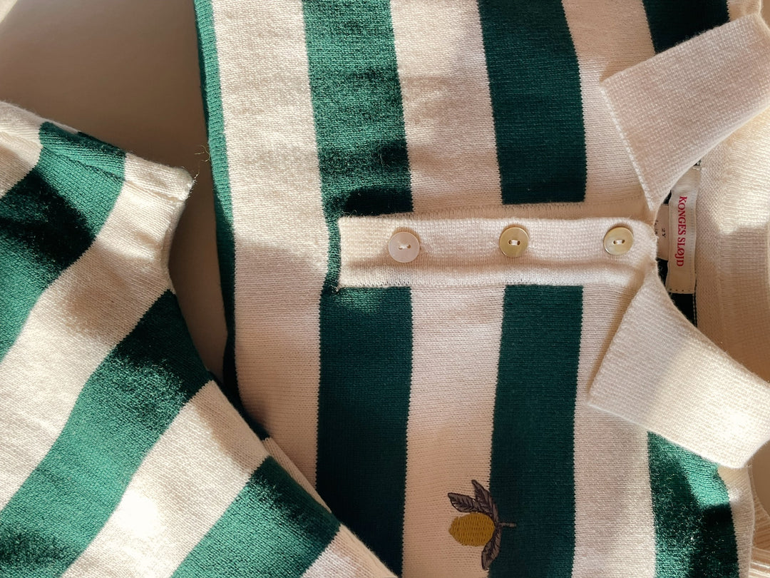Konges Sløjd Manis Knit Polo - Pine Grove Stripe