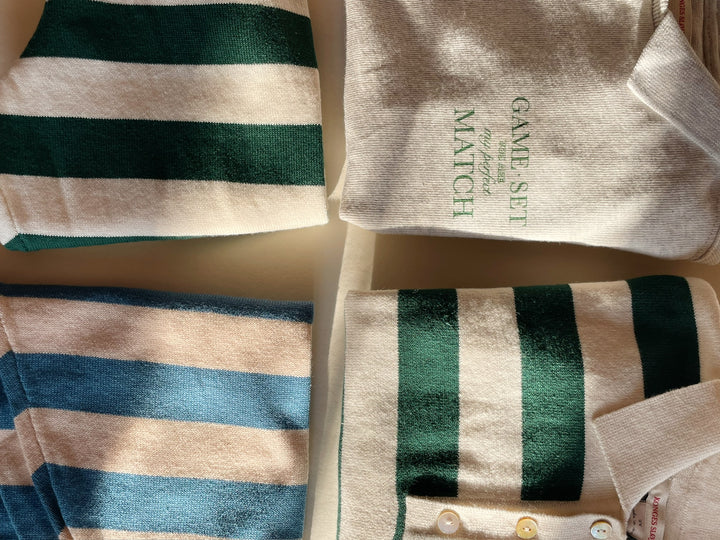 Konges Sløjd Manis Knit Polo - Pine Grove Stripe