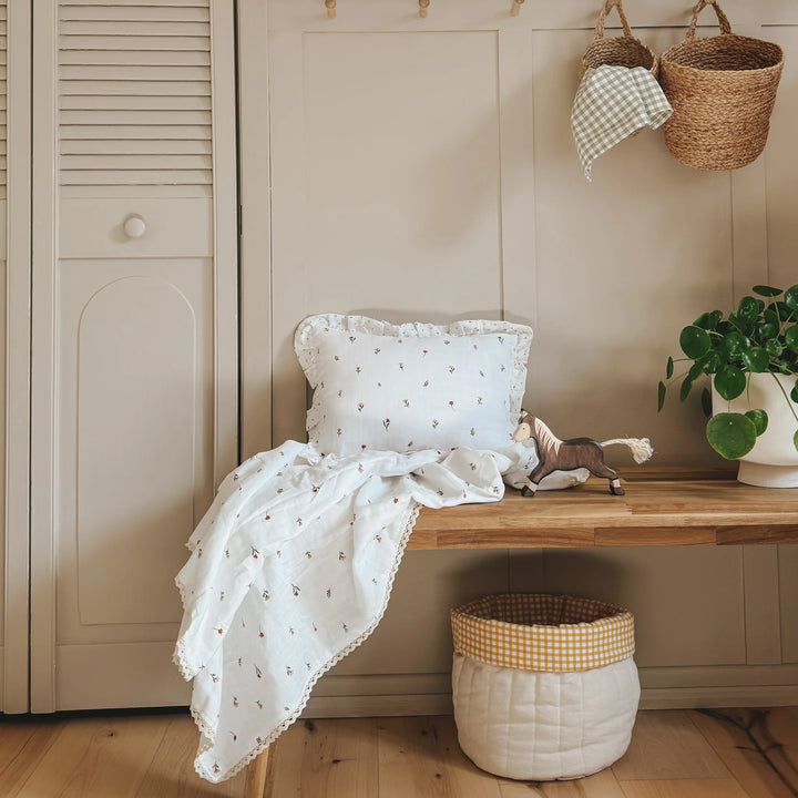 Fledge and Thread Throw Cushion - Cream Floral