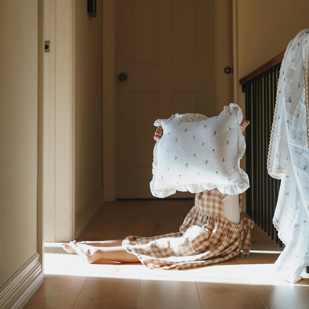 Fledge and Thread Throw Cushion - Cream Floral