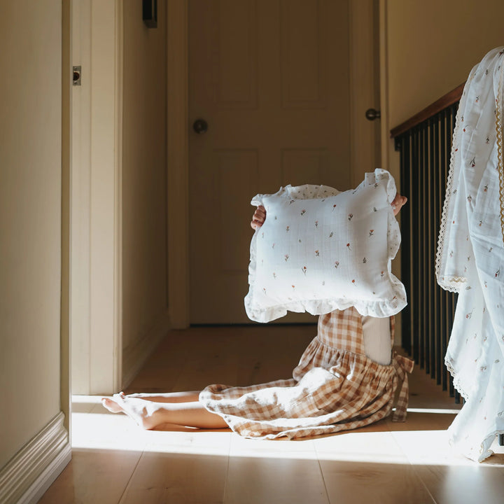 Fledge and Thread Throw Cushion - Cream Floral