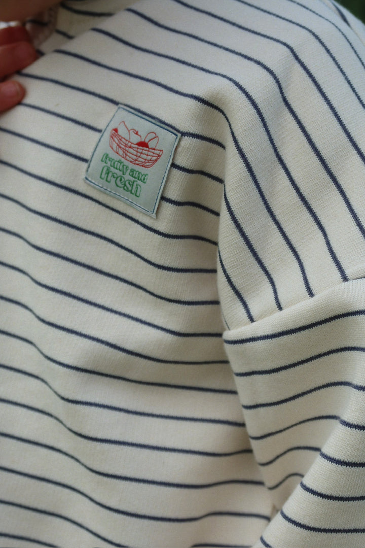 Konges Sløjd Lou Stripe Half Zip Sweatshirt - Flintstone Stripe