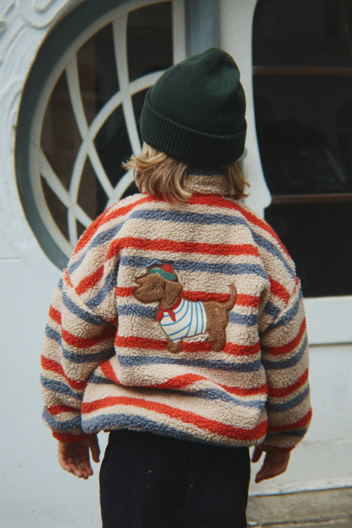 Konges Sløjd Jody Embroidery Teddy Jacket - Tangerine Stripe