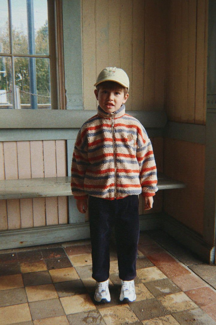 Konges Sløjd Jody Embroidery Teddy Jacket - Tangerine Stripe