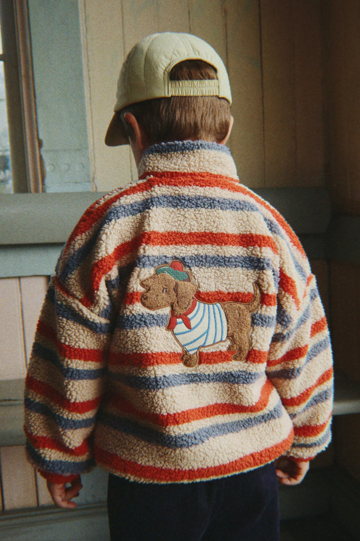 Konges Sløjd Jody Embroidery Teddy Jacket - Tangerine Stripe
