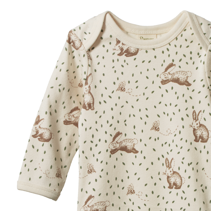 Nature Baby Long Sleeve Bodysuit - Rabbitty Print