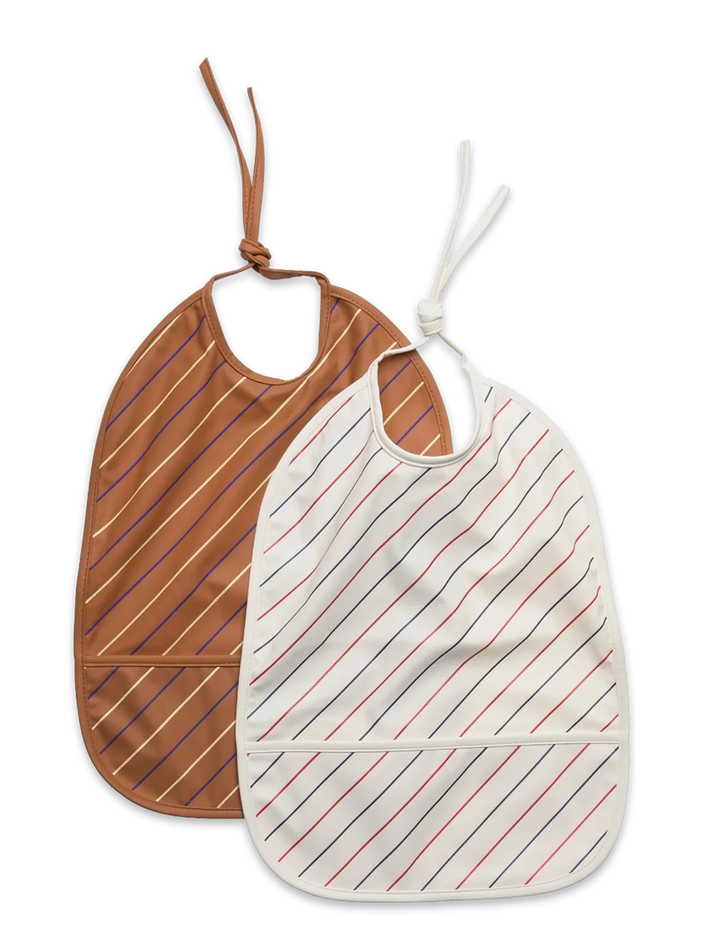 OYOY Mini Bib Striped Pack of 2 - Mellow / Caramel
