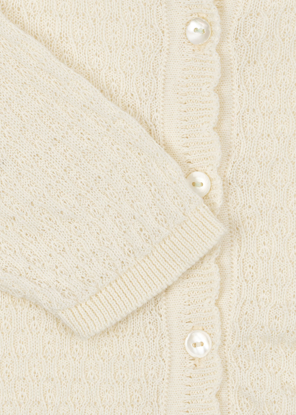 Konges Sløjd Fanga Fontana Venti Pointelle Cardigan - Antique White