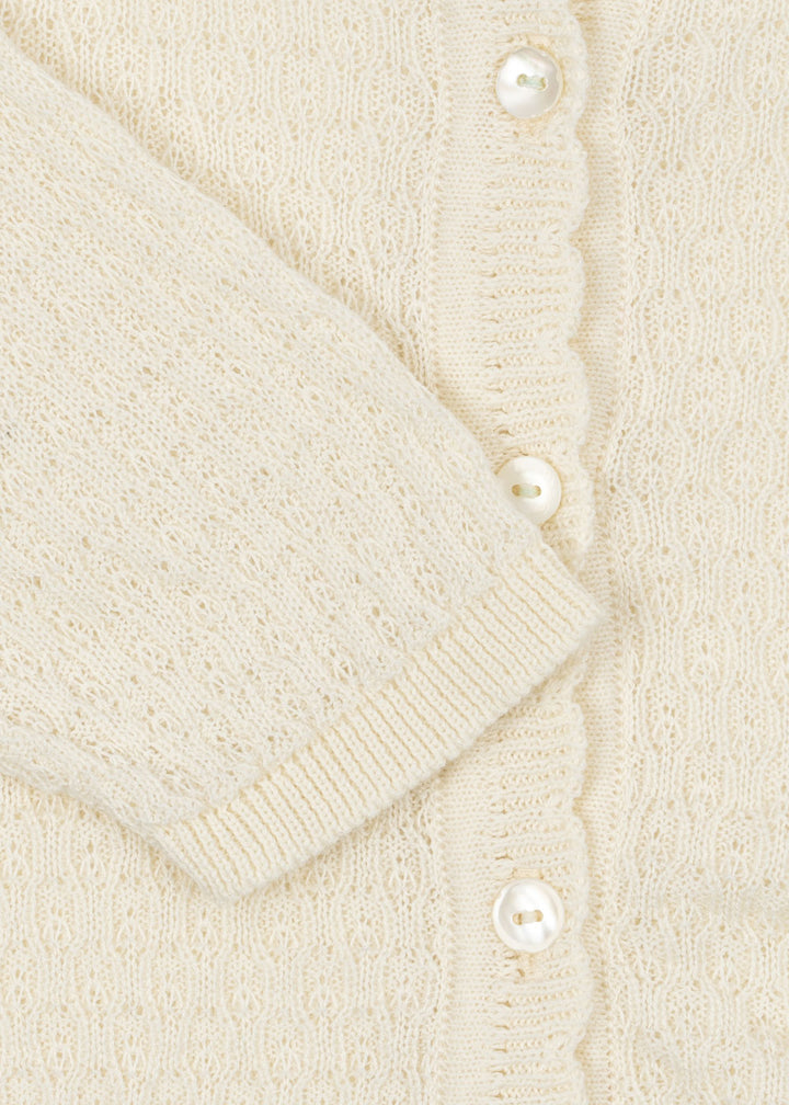 Konges Sløjd Fanga Fontana Venti Pointelle Cardigan - Antique White