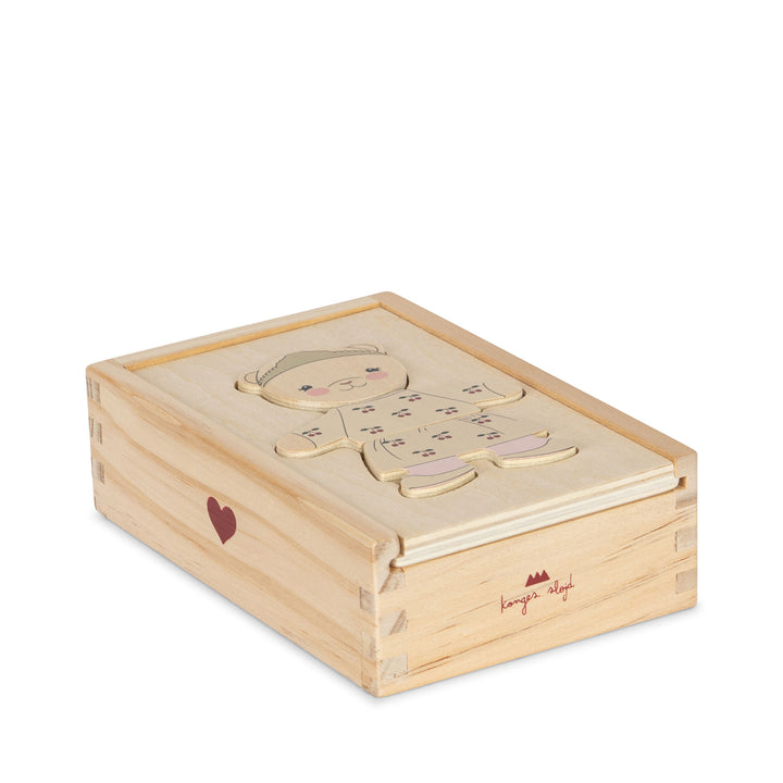 Konges Sløjd Wooden Teddy Dress Up Puzzle - Dusty Pink / Pre Order