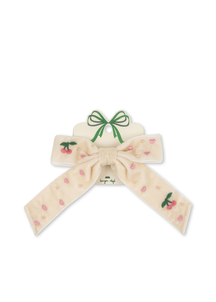 Konges Sløjd Velvet Bow Pearl Hairclip - Pearled Ivory