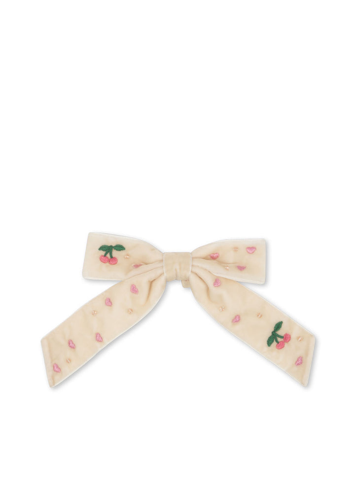 Konges Sløjd Velvet Bow Pearl Hairclip - Pearled Ivory