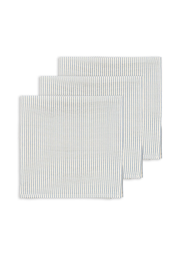 Konges Sløjd 3 Pack Muslin Cloth GOTS - Stripe Bluie