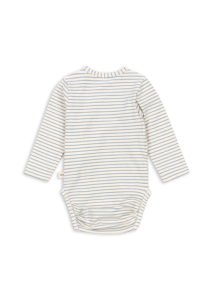 Konges Sløjd Basic Long Sleeve Newborn Body GOTS - Stripe Bluie