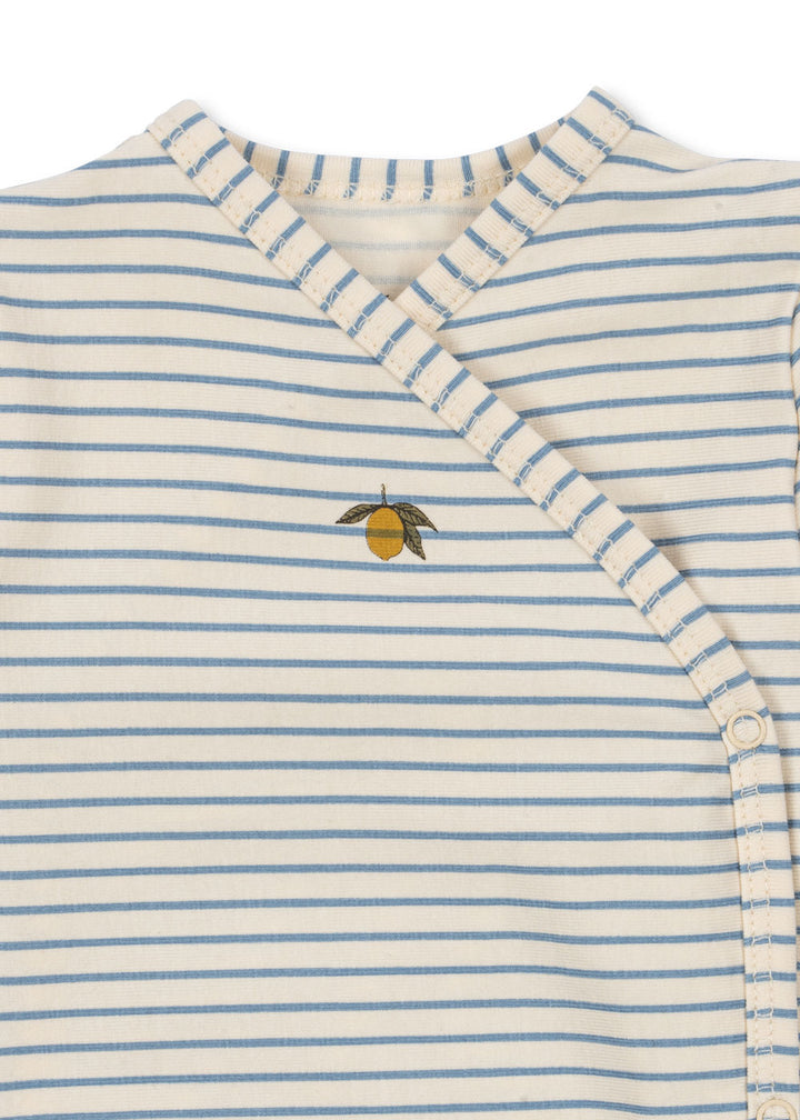 Konges Sløjd Basic Long Sleeve Newborn Body GOTS - Stripe Bluie