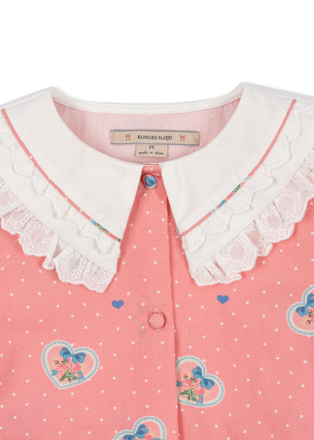 Konges Sløjd Coeur Collar Shirt GOTS - Cher Coeur Rose