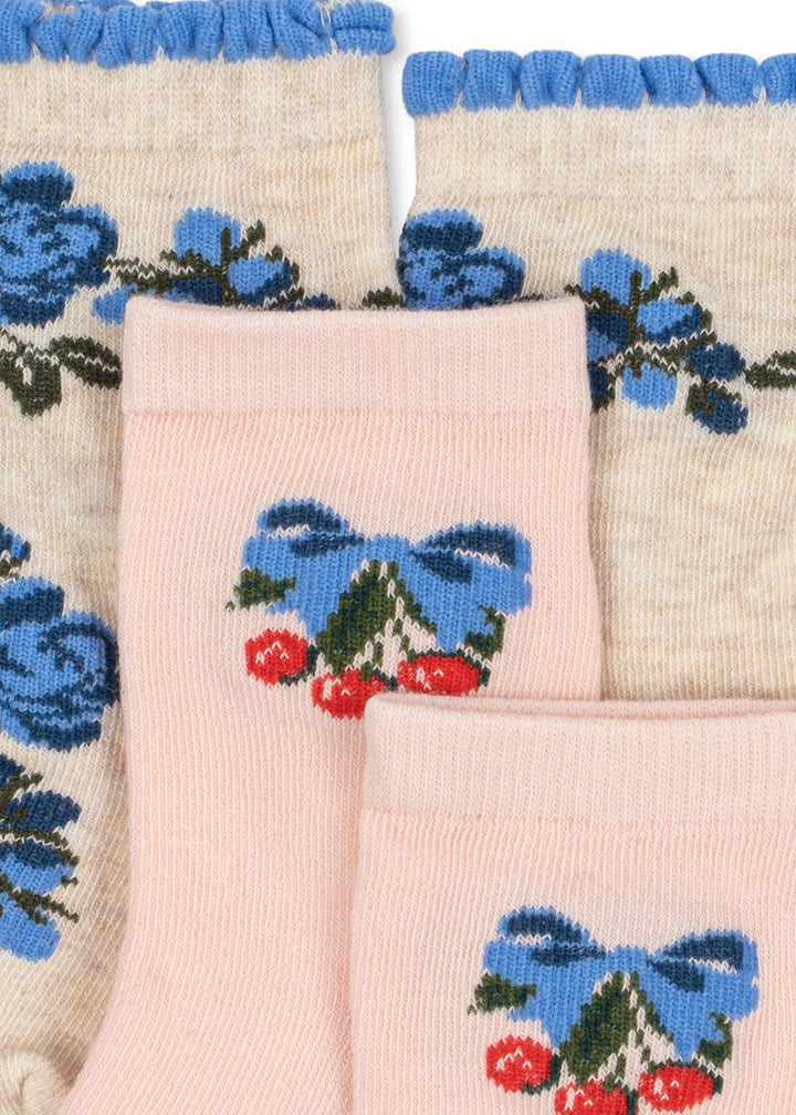 Konges Sløjd 2 Pack Socks - Flower & Cherry Jacquard