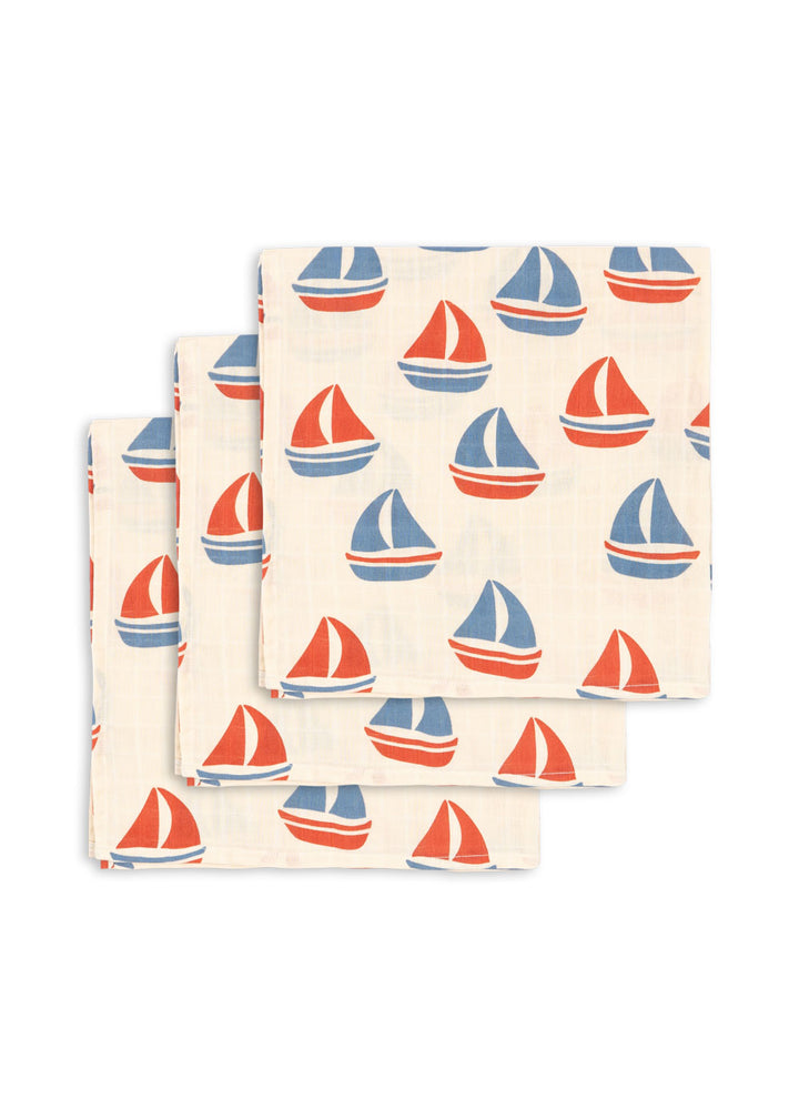 Konges Sløjd 3 Pack Muslin Cloth GOTS - Ahoy