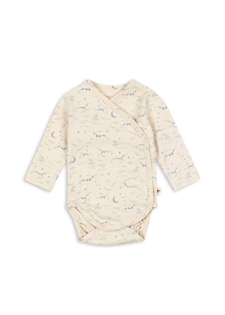 Konges Sløjd Basic LS Newborn Kimono Bodysuit - Cielo Marino