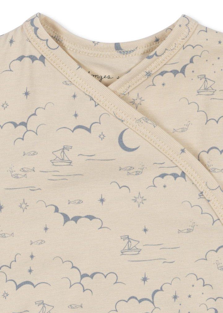 Konges Sløjd Basic LS Newborn Kimono Bodysuit - Cielo Marino