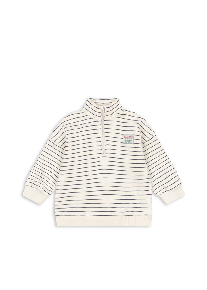 Konges Sløjd Lou Stripe Half Zip Sweatshirt - Flintstone Stripe