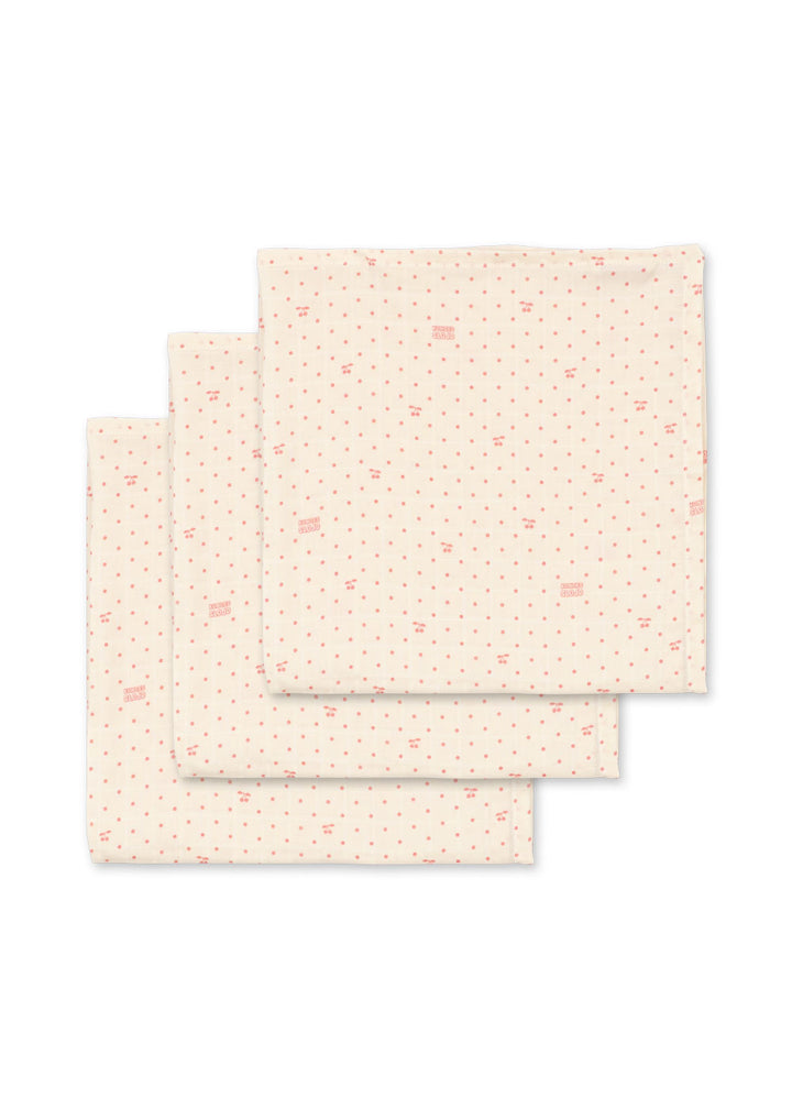 Konges Sløjd 3 Pack Muslin Cloth - Cherry Dot