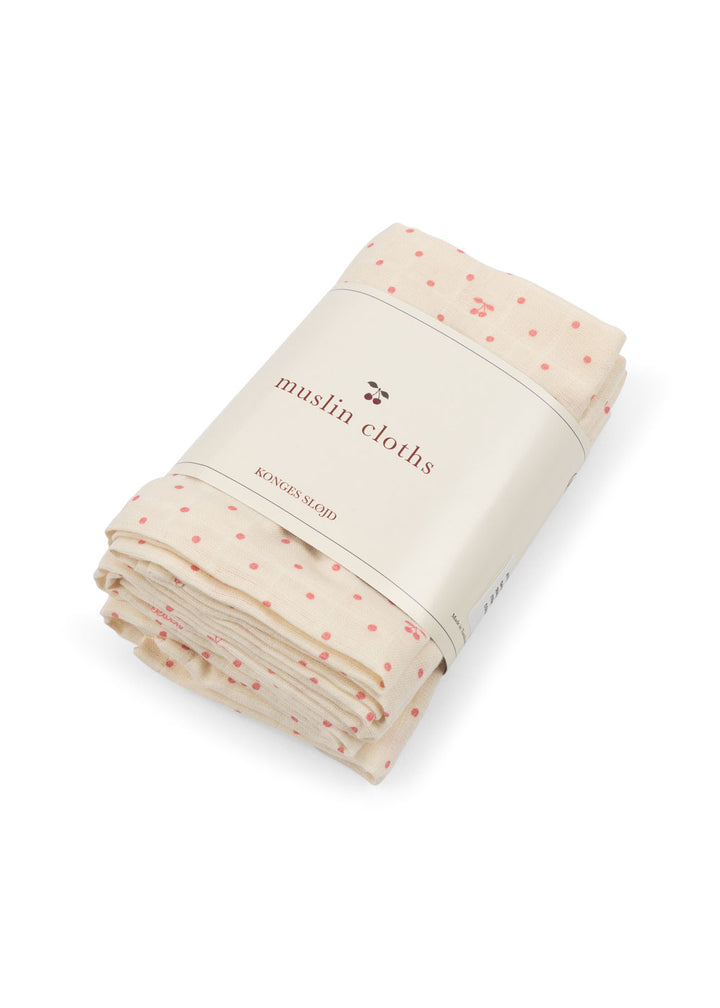 Konges Sløjd 3 Pack Muslin Cloth - Cherry Dot