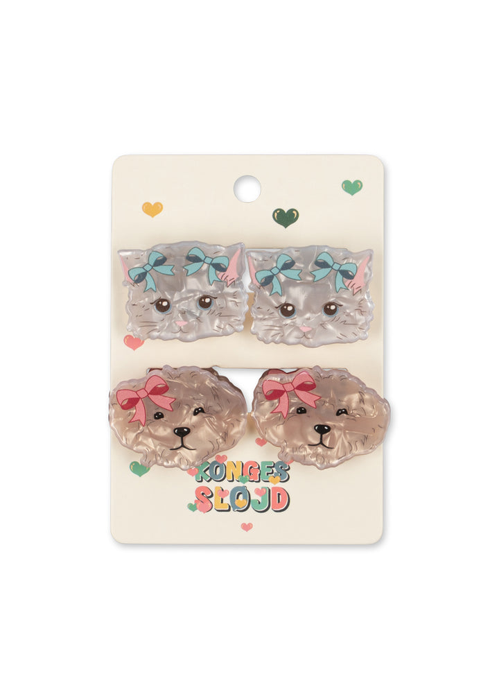 Konges Sløjd 4 Pack Small Hair Claw - Cat &amp; Dog
