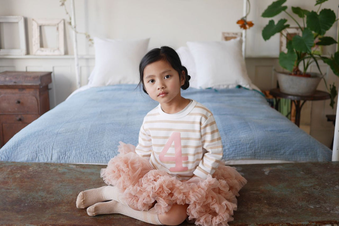 Bob & Blossom Breton Striped Love Heart Tee - Grass Green & White