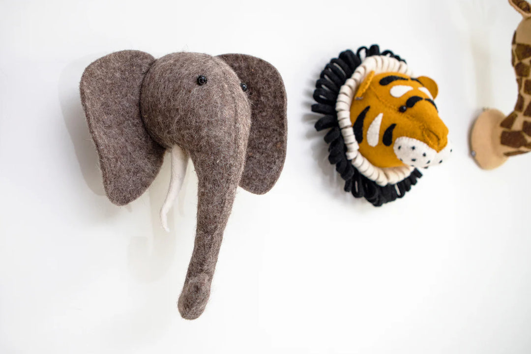 Fiona Walker England Mini Elephant Head - Grey