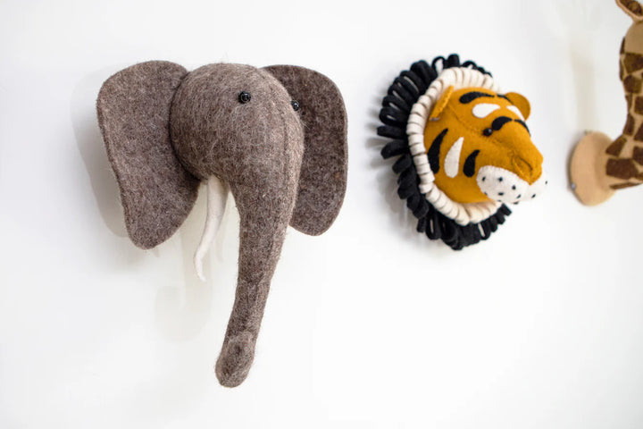 Fiona Walker England Mini Elephant Head - Grey
