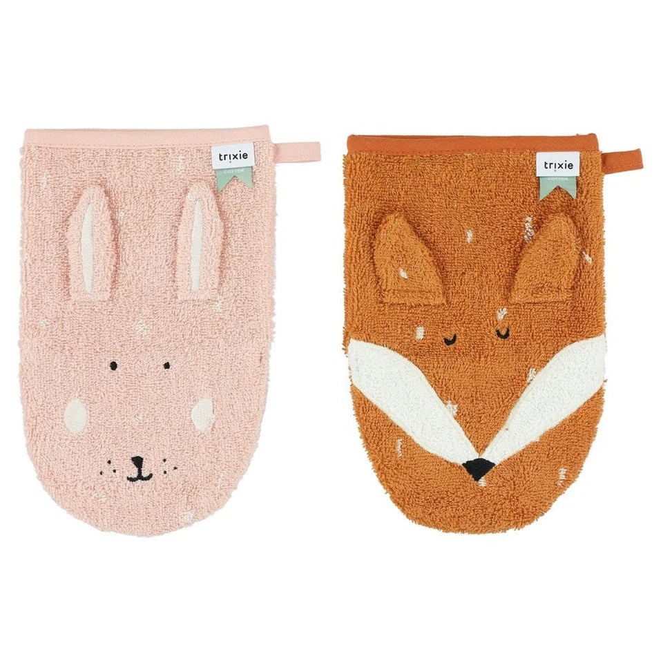 Trixie Wash Cloths 2 Pack - Mrs Rabbit & Mr Fox