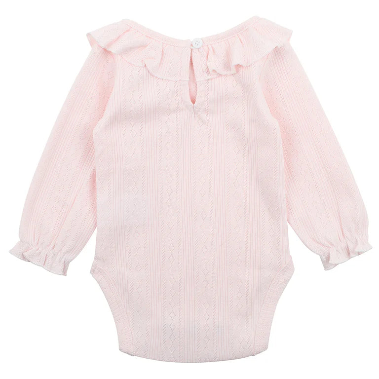 Minihaha Long Sleeve Pointelle Organic Bodysuit - Pink