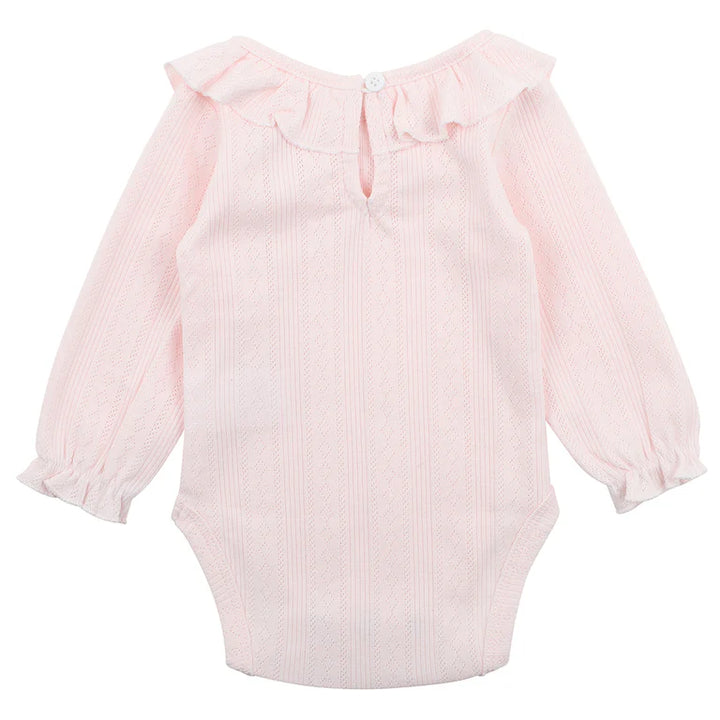 Minihaha Long Sleeve Pointelle Organic Bodysuit - Pink