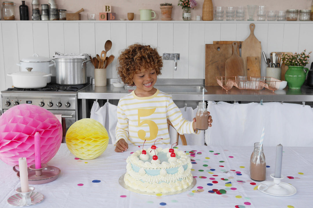 Bob & Blossom Breton Striped Number Tee - French Blue & White