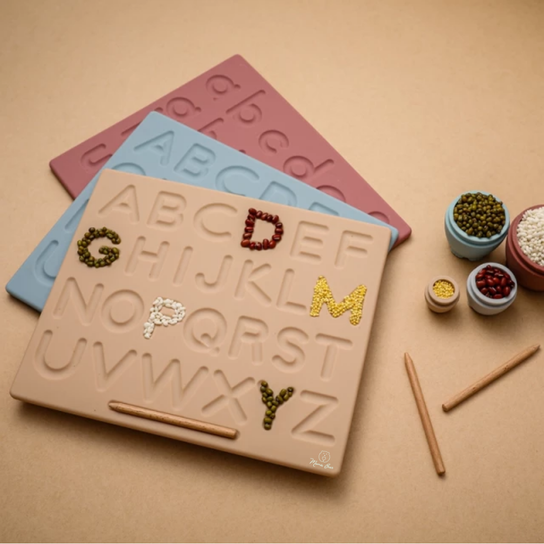 Silicone Double Sided Alphabet Tracing Board - Beige